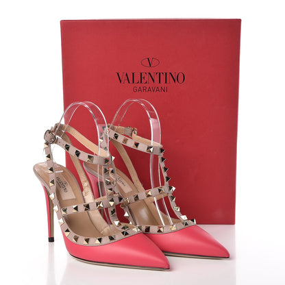 Valentino Garavani Calfskin Nappa Rockstud Ankle Strap 100mm Pumps 37.5 Deep Fuxia Poudre 11 of 11