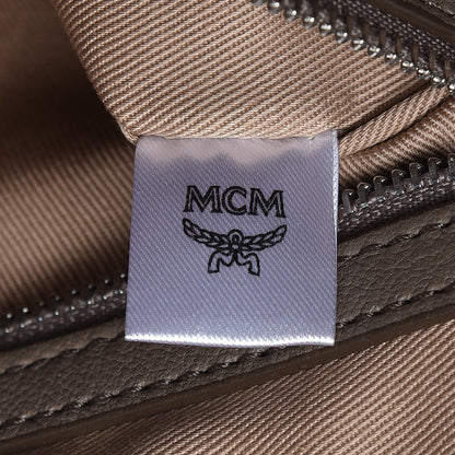 MCM Grained Calfskin Monogram Medium Klara Top Zip Tote Urban Taupe 6 of 8