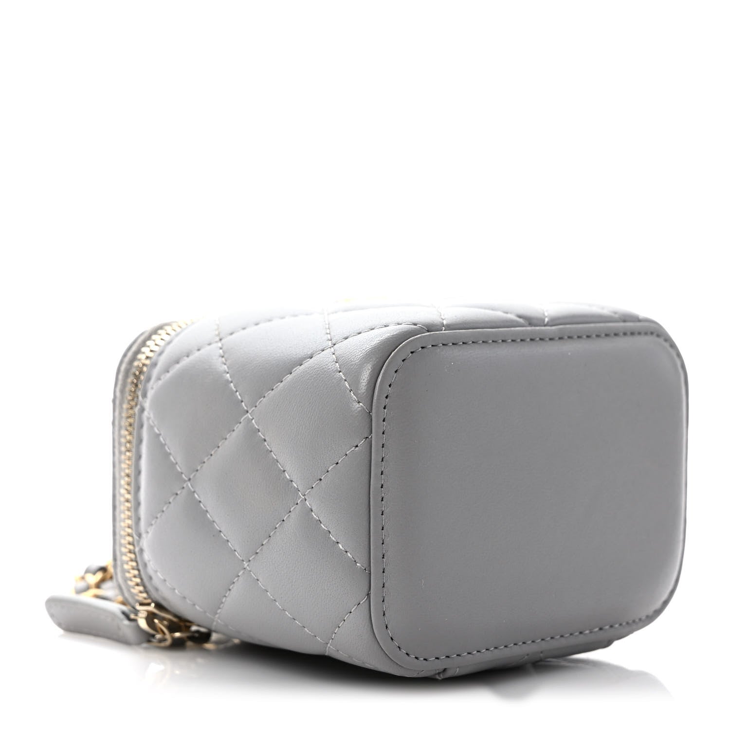 Chanel Lambskin Quilted Pearl Crush Mini Vanity Case With Chain Grey 4 of 10