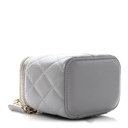 Chanel Lambskin Quilted Pearl Crush Mini Vanity Case With Chain Grey 4 of 10