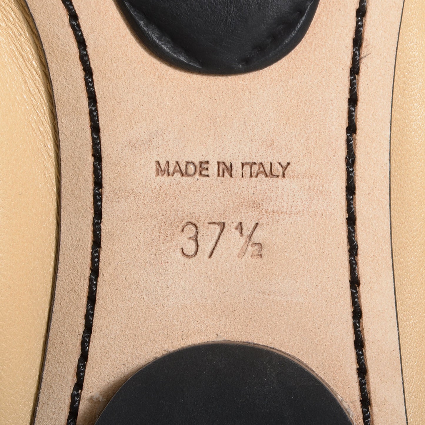 Lambskin Cap Toe Ballerina Flats 37.5 Black Beige