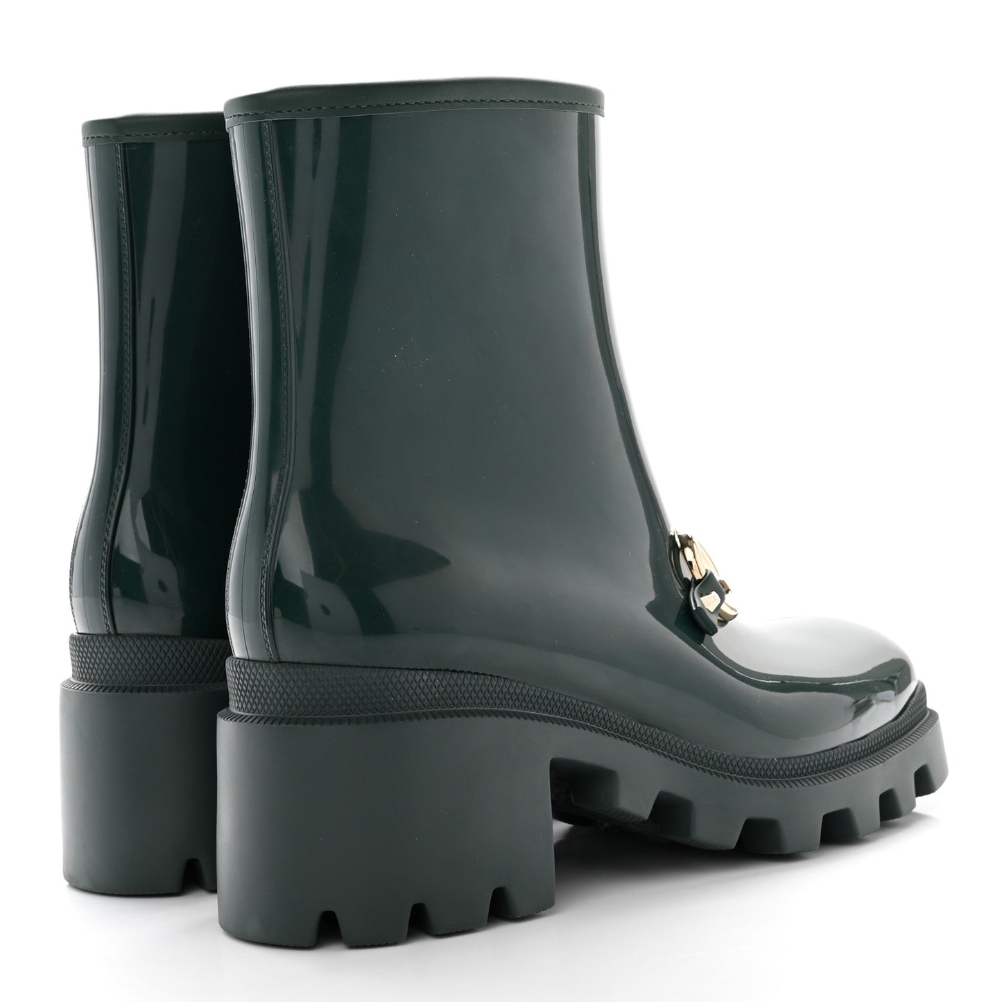 Rubber Womens Horsebit Ankle Boots 38 Vintage Green