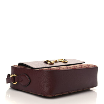 Gucci Monogram Textured Dollar Calfskin Small Horsebit 1955 Shoulder Bag Sahara Rubino Chardonnay 4 of 7