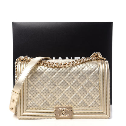 Chanel Lambskin Perforated Quilted New Medium Boy Flap Gold 11 of 11