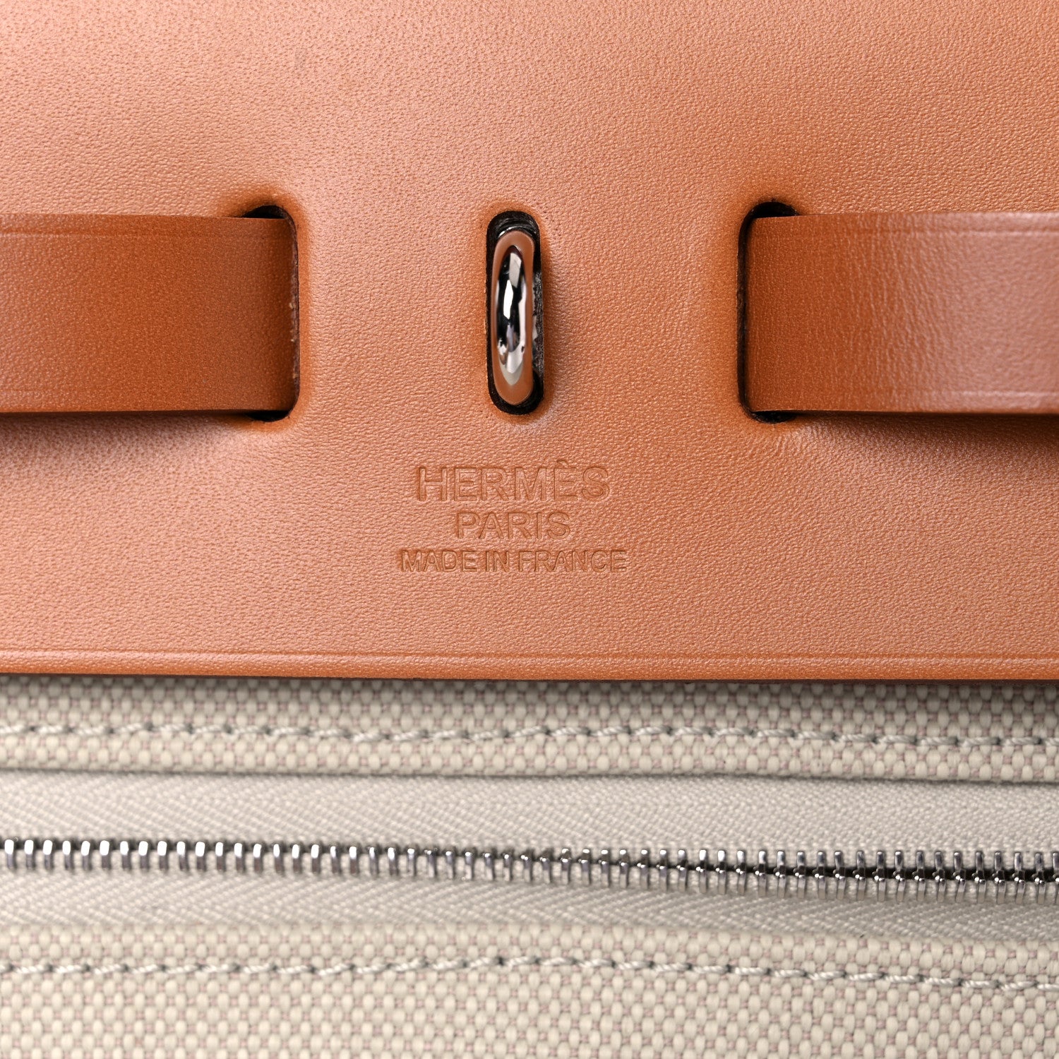 Hermes Military Toile Vache Hunter Herbag Zip Retourne 31 PM Beton Naturel Fauve Cuivre 6 of 10