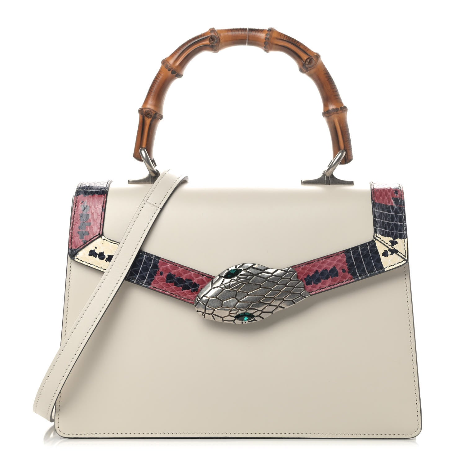 Gucci Calfskin Snakeskin Small Lilith Top Handle Bag White 1 of 5