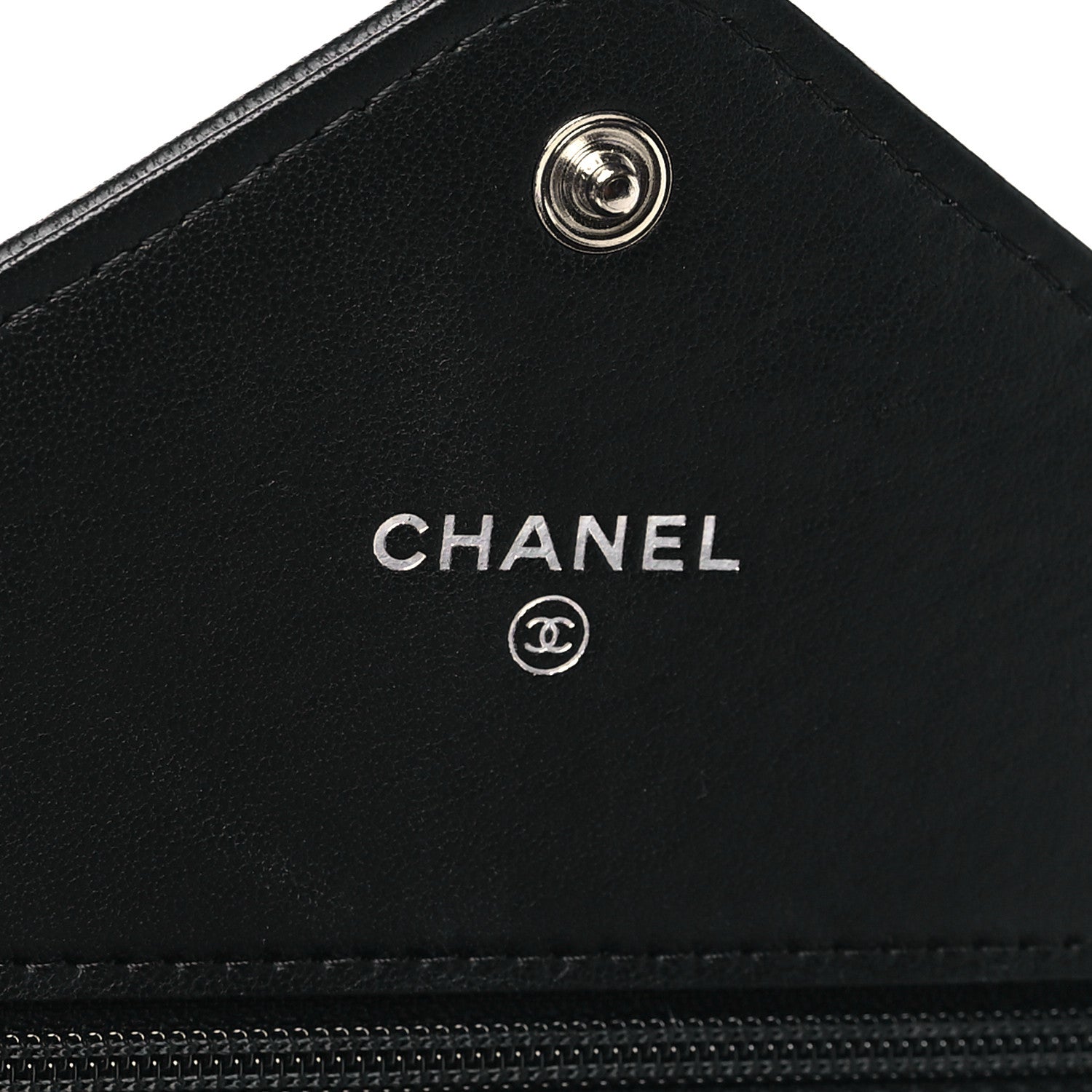 Chanel Sheepskin Chevron Wallet On Chain WOC Black 6 of 11