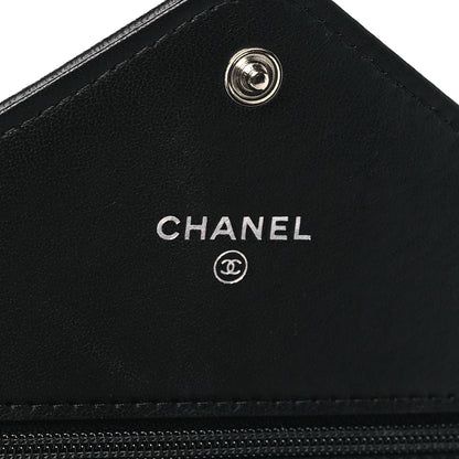 Chanel Sheepskin Chevron Wallet On Chain WOC Black 6 of 11