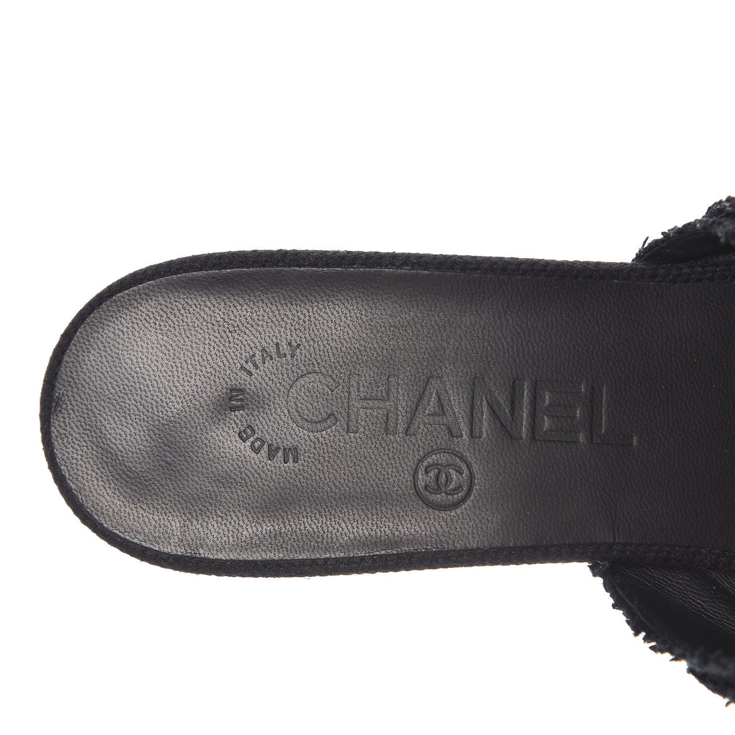 Chanel Canvas Heart CC Wedge Sandals 37 Black 7 of 15