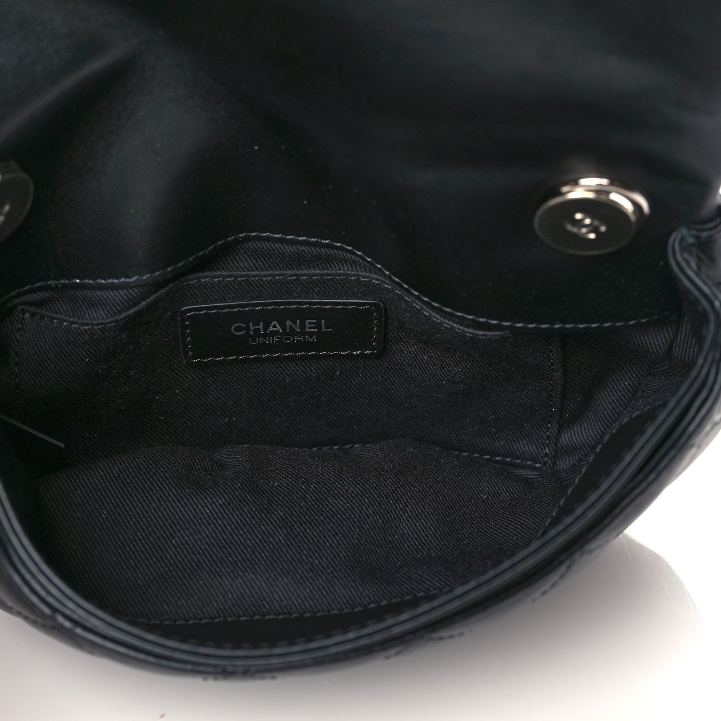 Calfskin Quilted CC Uniform Flap Belt Bag Black