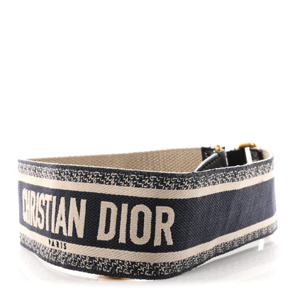 Christian Dior Canvas Embroidered Shoulder Strap Blue 2 of 5