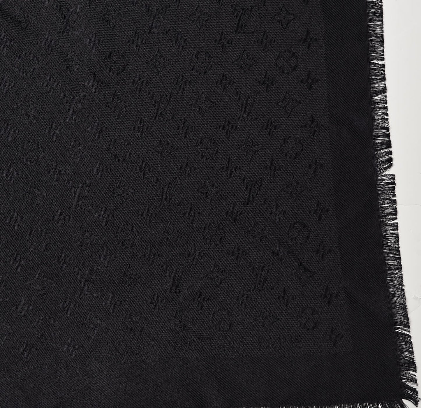 Silk Wool Monogram Shawl Black