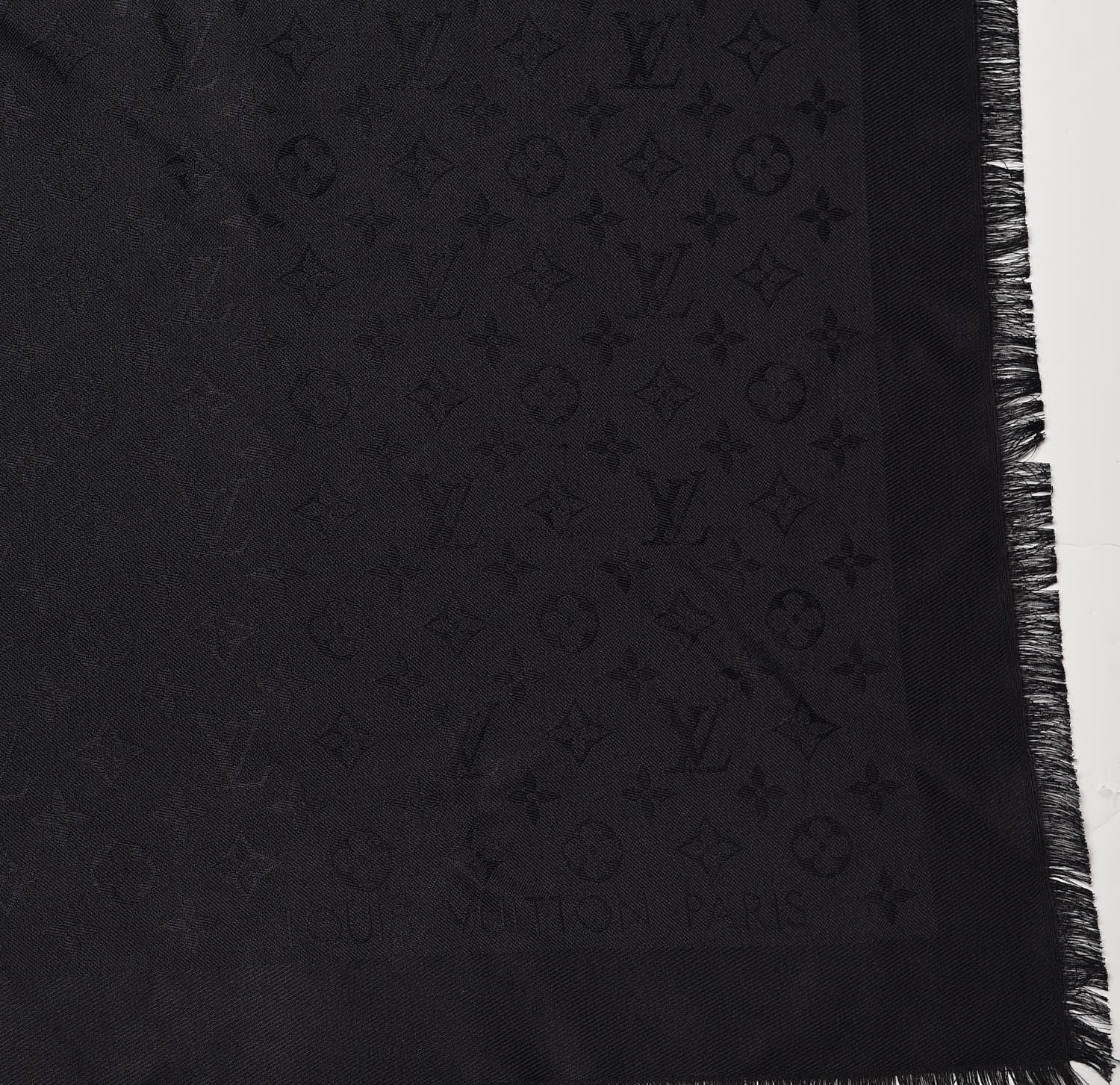 Louis Vuitton Silk Wool Monogram Shawl Black 3 of 5