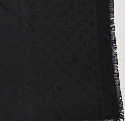 Louis Vuitton Silk Wool Monogram Shawl Black 3 of 5
