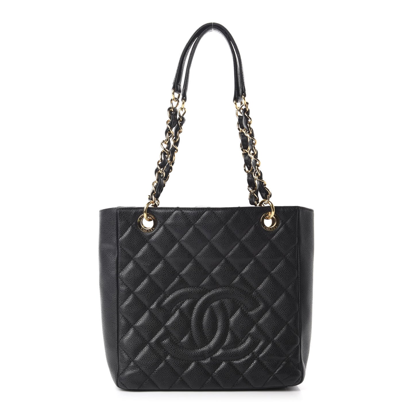 Caviar Quilted Petit Shopping Tote PST Black