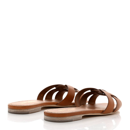 Saint Laurent Calfskin Tribute 05 Slide Sandals 37.5 Amber 4 of 9