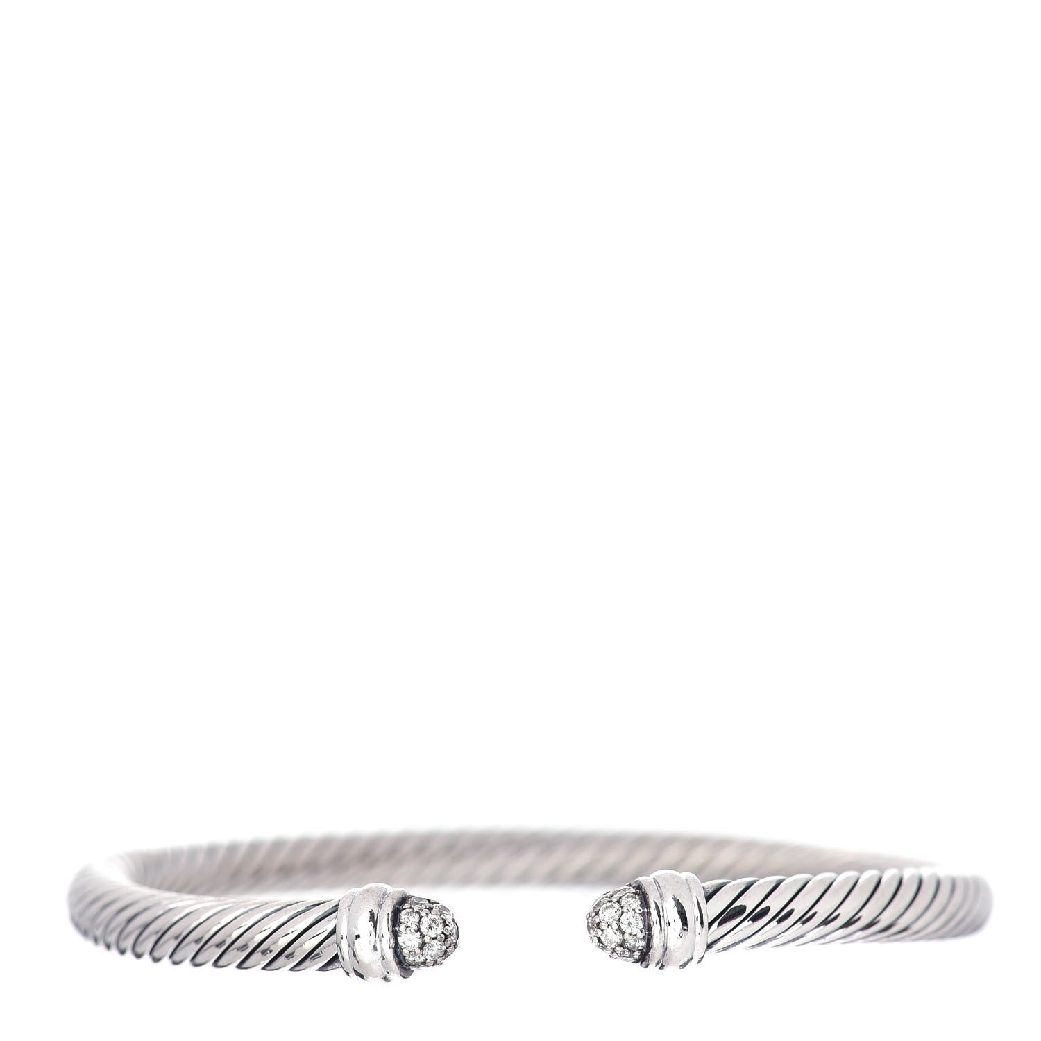 David Yurman Sterling Silver Pave Diamond 5mm Cable Classics Bracelet 1 of 4