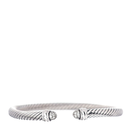 David Yurman Sterling Silver Pave Diamond 5mm Cable Classics Bracelet 1 of 4