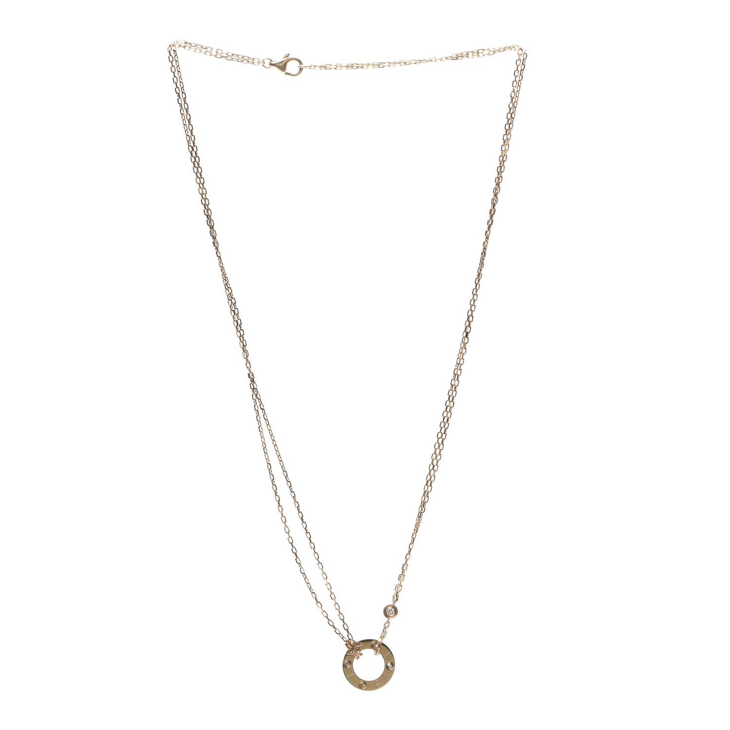 18K Yellow Gold 2 Diamond LOVE Necklace