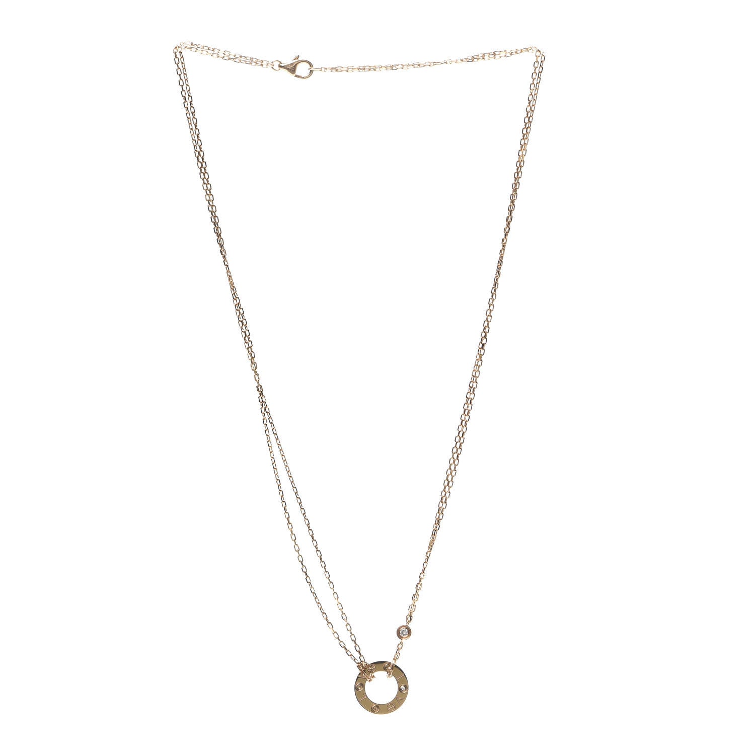 Cartier 18K Yellow Gold 2 Diamond LOVE Necklace 3 of 8
