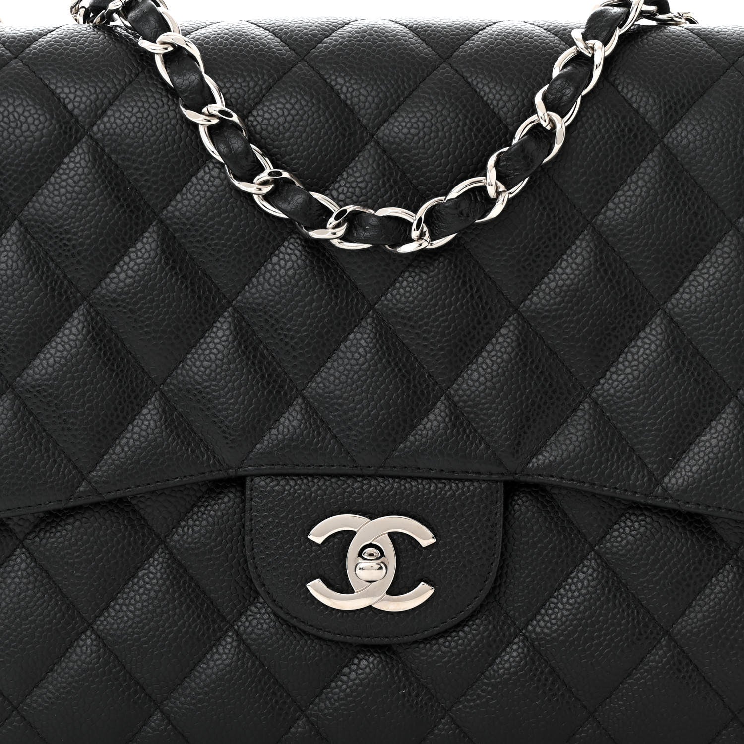 Chanel Caviar Quilted Jumbo Single Flap Black 8 of 10