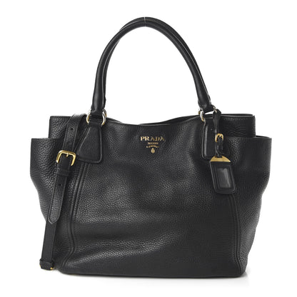 Prada Vitello Daino Side Pocket Tote Black 1 of 16