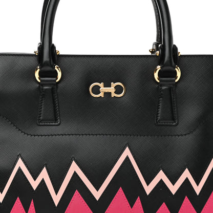 Salvatore Ferragamo Saffiano Zig Zag Beky Tote Black Multicolor 7 of 9