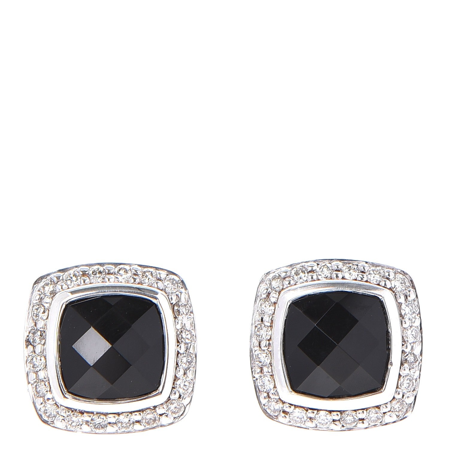 David Yurman Sterling Silver Diamond Black Onyx 7mm Albion Earrings 1 of 6
