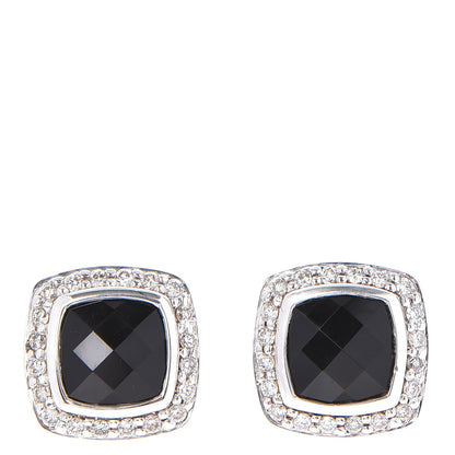 David Yurman Sterling Silver Diamond Black Onyx 7mm Albion Earrings 1 of 6