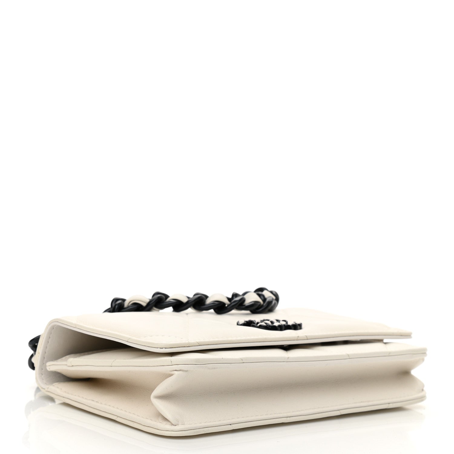 Chanel Glossy Calfskin Quilted Chanel 19 Wallet On Chain WOC White Black 4 of 12