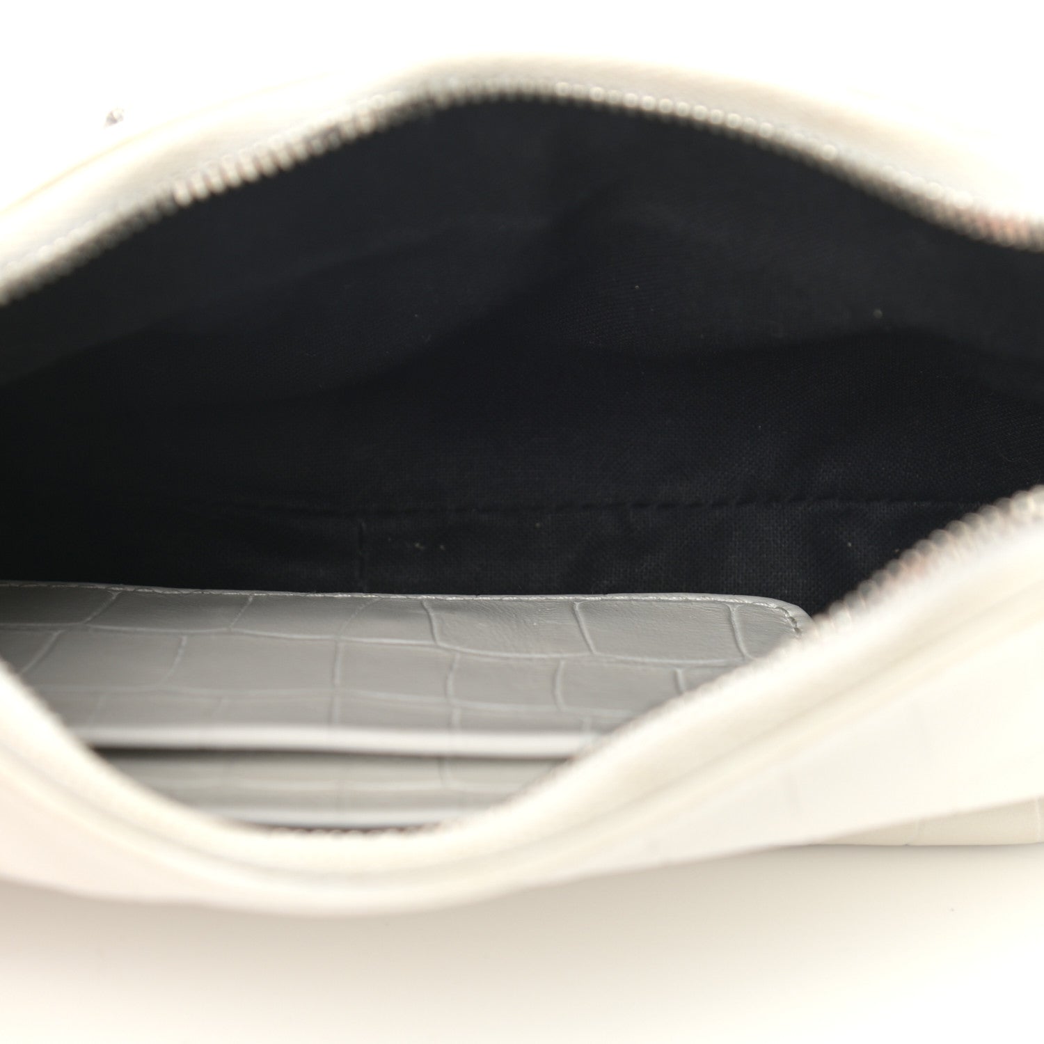 Balenciaga Extra Supple Calfskin Crocodile Embossed Le Cagole Mini Purse With Chain White 5 of 10