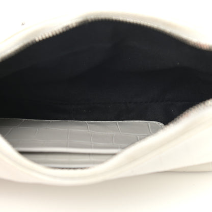 Balenciaga Extra Supple Calfskin Crocodile Embossed Le Cagole Mini Purse With Chain White 5 of 10