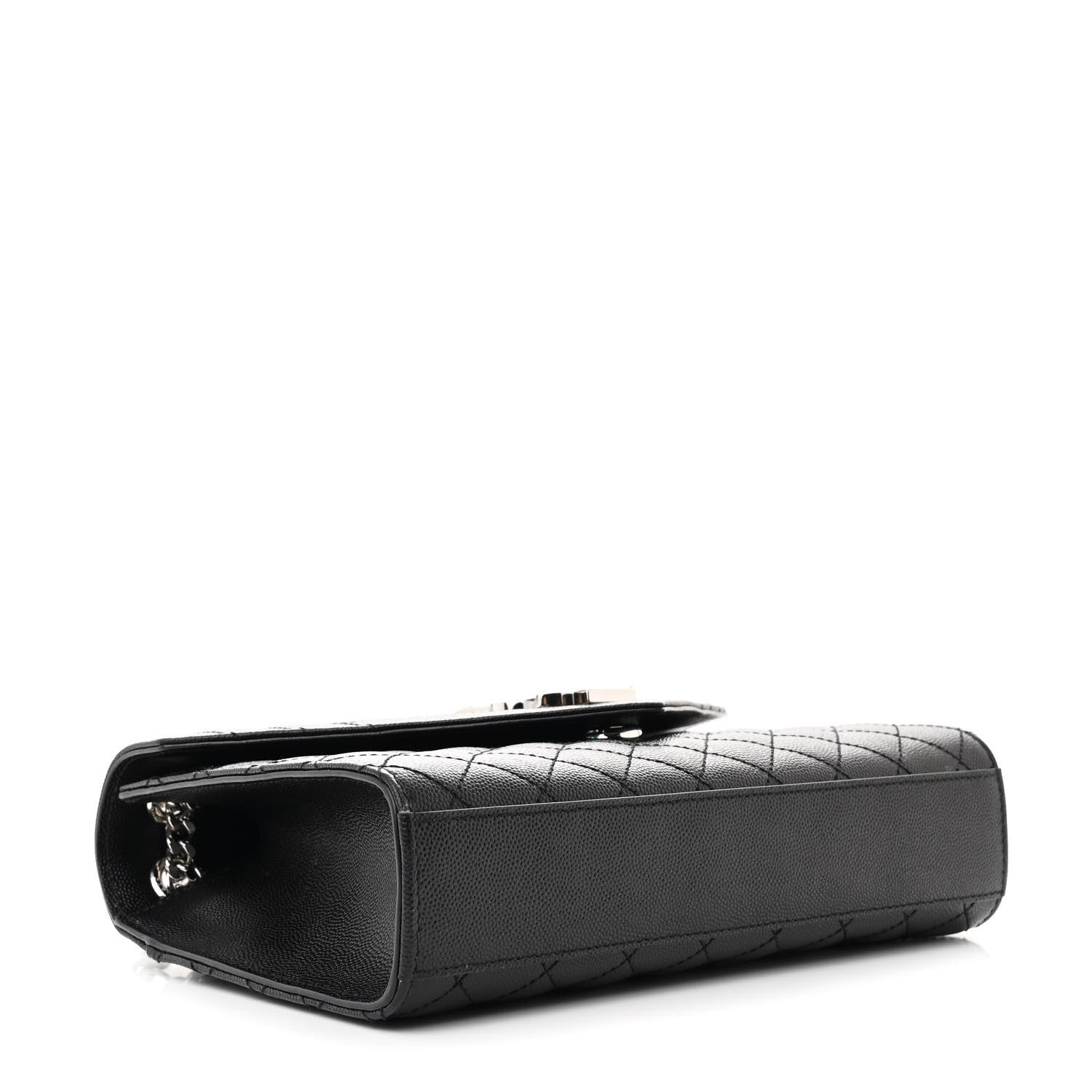 Saint Laurent Grain De Poudre Textured Mixed Matelasse Triquilt Medium Monogram Satchel Black 4 of 11