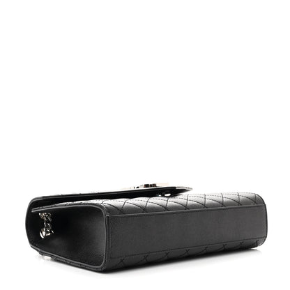 Saint Laurent Grain De Poudre Textured Mixed Matelasse Triquilt Medium Monogram Satchel Black 4 of 11