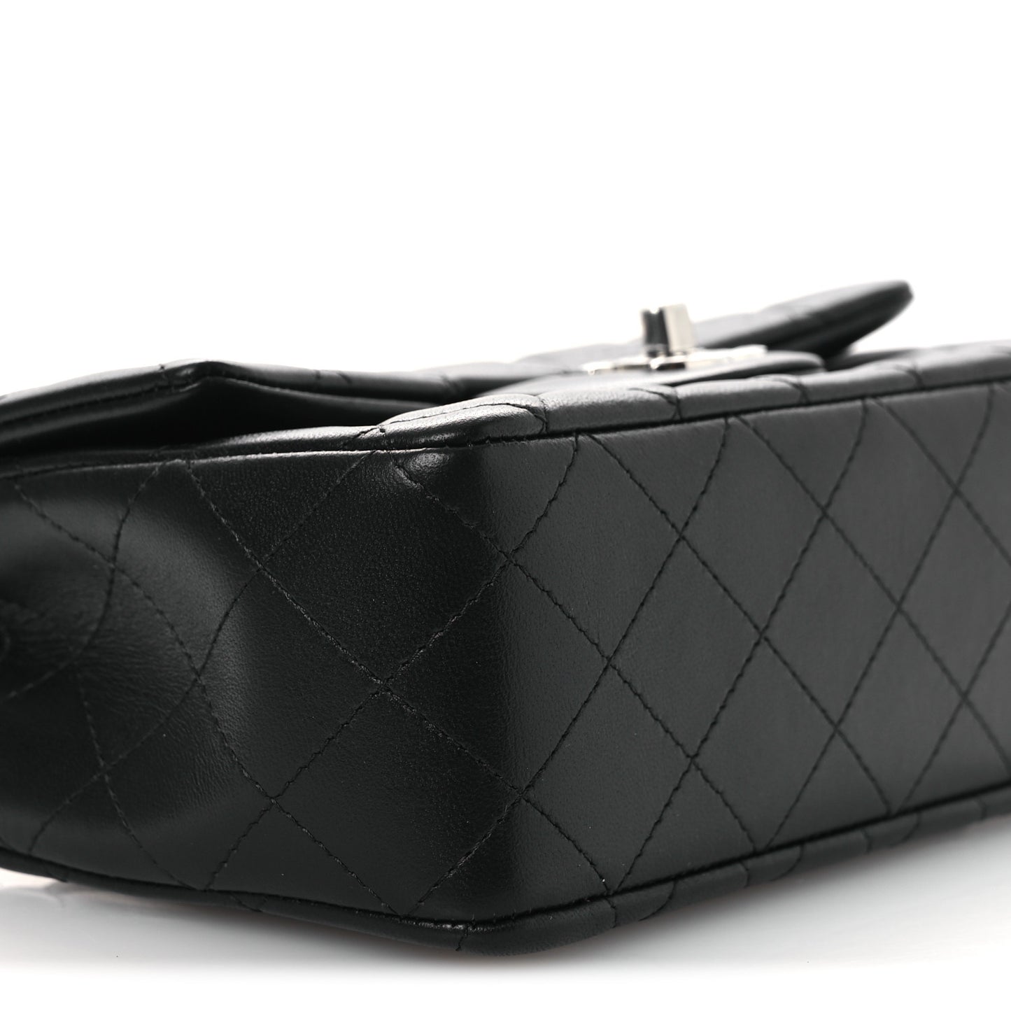 Lambskin Quilted Mini Rectangular Flap Black