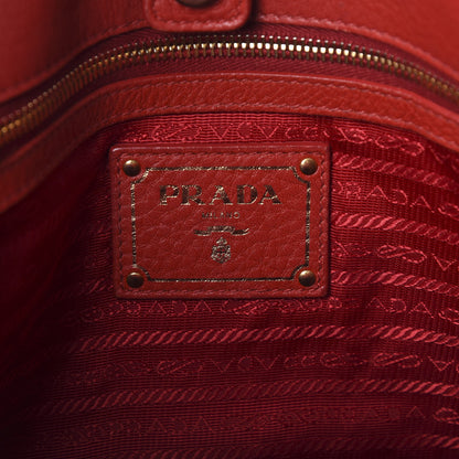 Prada Vitello Daino Logo Hobo Rosso 6 of 9