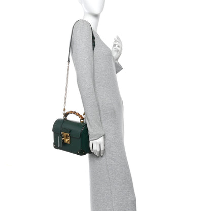 Gucci Azalea Calfskin Small Padlock Bamboo Shoulder Bag Vintage Green 2 of 10
