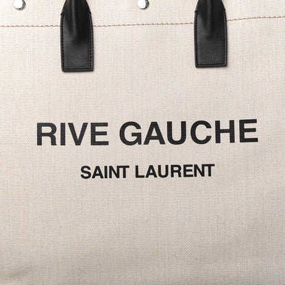 Saint Laurent Linen Calfskin Rive Gauche North South Tote Optic White 9 of 9