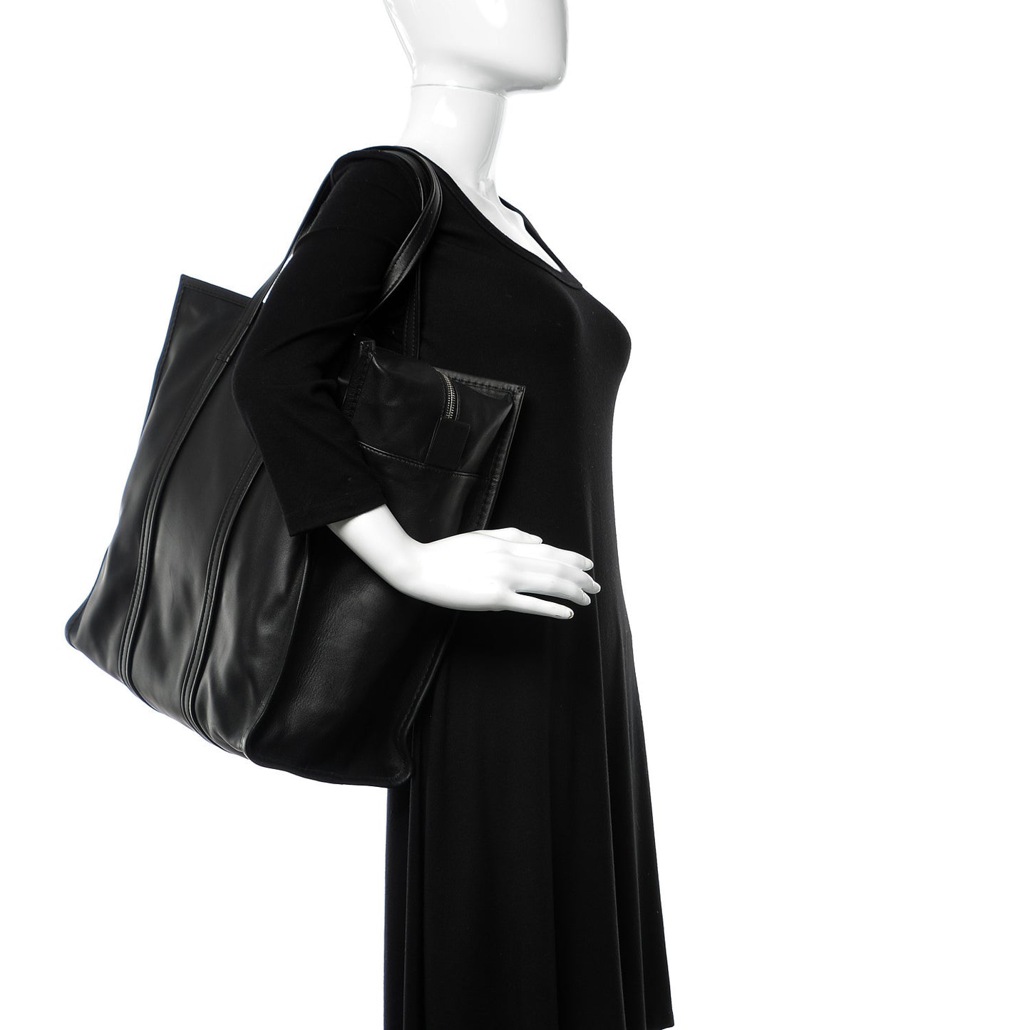 Agneau Medium Bazar Shopper Tote Black