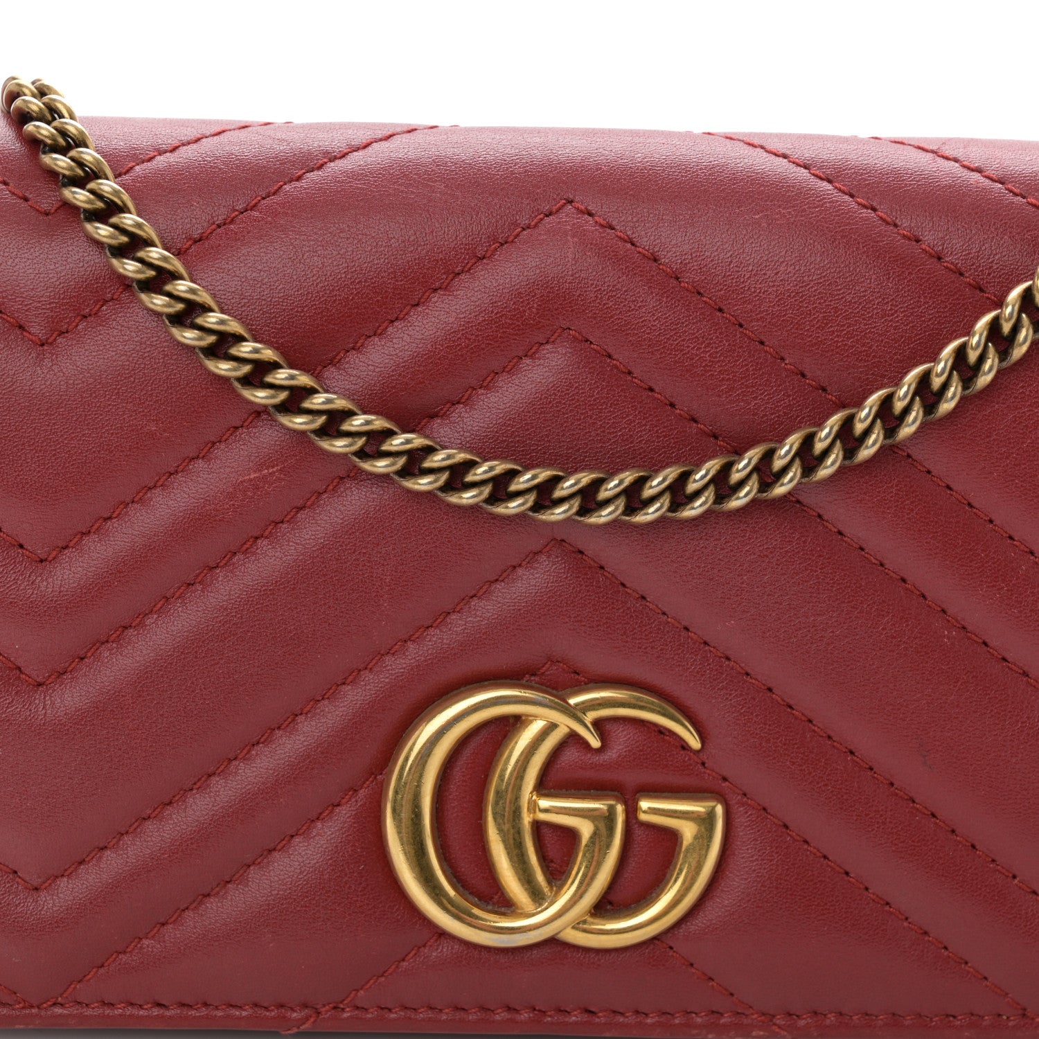 Gucci Calfskin Matelasse GG Marmont Mini Bag Hibiscus Red 7 of 13