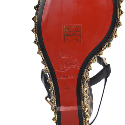 Christian Louboutin Nappa Silk Leopard Pira Ryad 110 Wedge Sandals 40 Black Marron 7 of 8