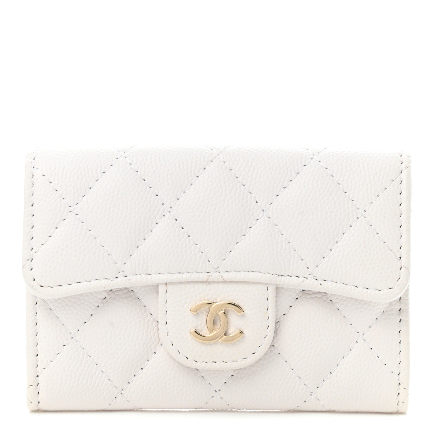 Chanel Caviar Quilted Flap Card Holder Wallet White 1 of 9