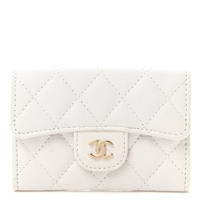 Chanel Caviar Quilted Flap Card Holder Wallet White 1 of 9