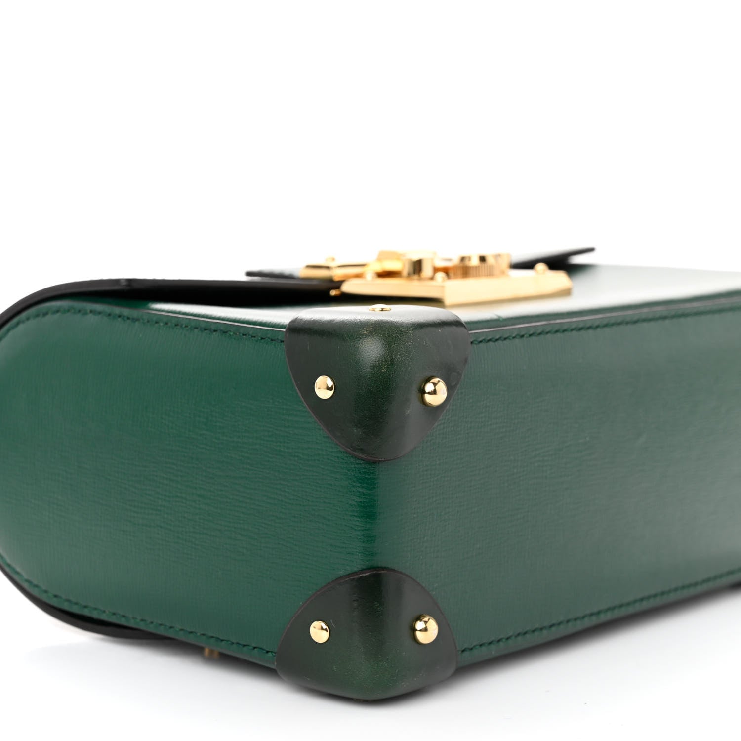 Gucci Azalea Calfskin Small Padlock Bamboo Shoulder Bag Vintage Green 9 of 11