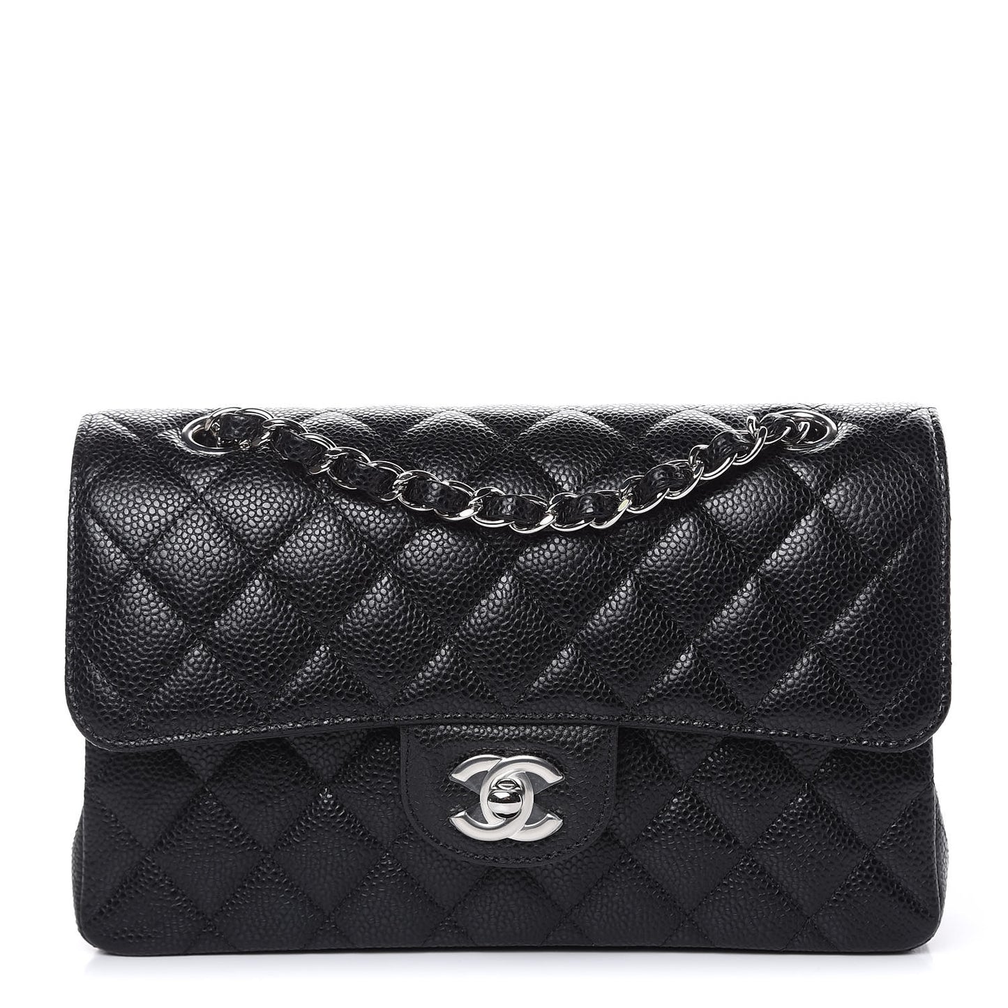 Caviar Quilted Small Double Flap Black