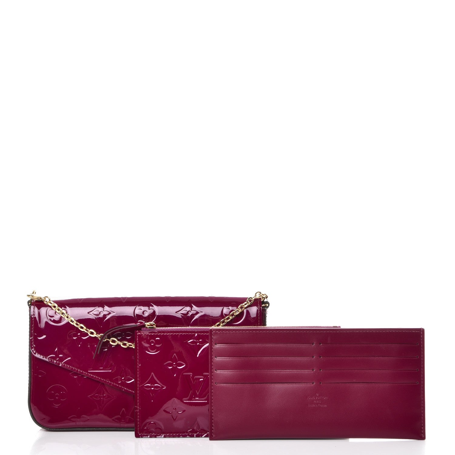 Louis Vuitton Vernis Felicie Chain Wallet Magenta 3 of 11