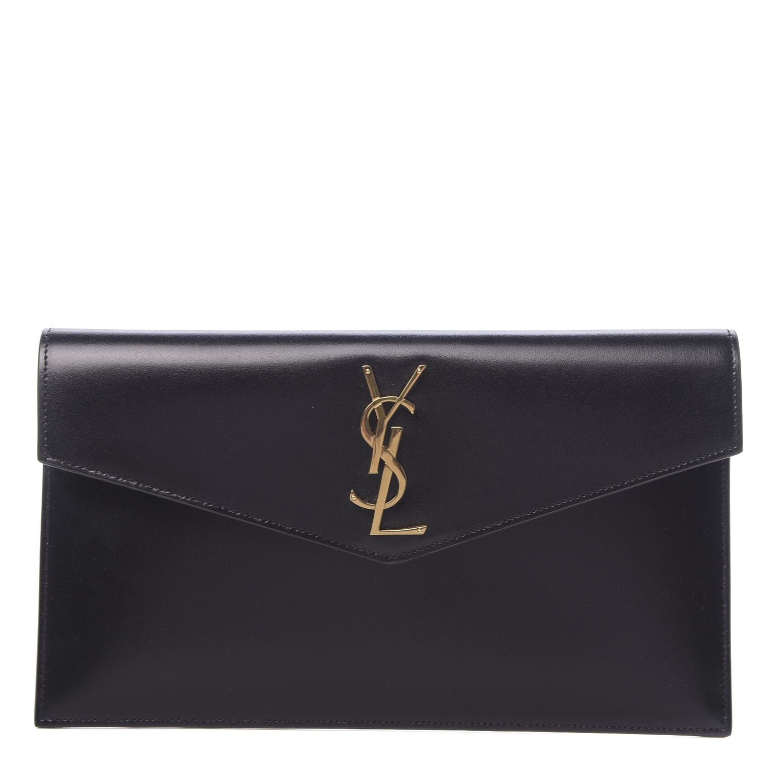 Saint Laurent Smooth Shiny Calfskin Monogram Uptown Pouch Black 1 of 7