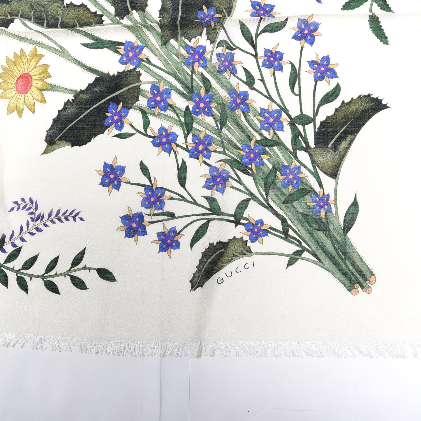 Silk Twill New Flora Square Scarf Ivory
