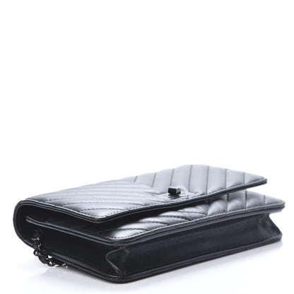 Chanel Aged Calfskin Chevron Quilted Reissue Wallet On Chain WOC So Black 4 of 13
