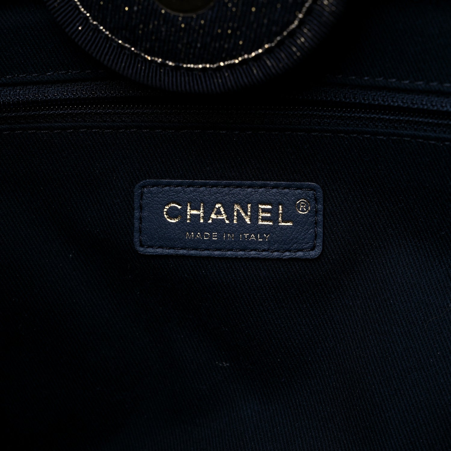 Chanel Lurex Canvas Medium Deauville Tote Navy Blue Gold 6 of 9